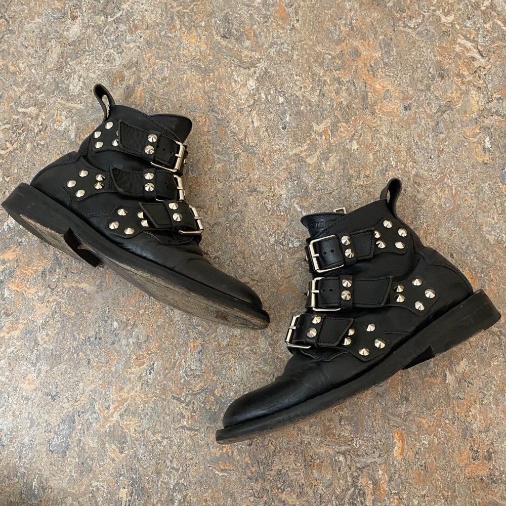 Zadig & Voltaire Laureen Spike Ankle Boots Shoes Black Leather - Picture 2 of 10